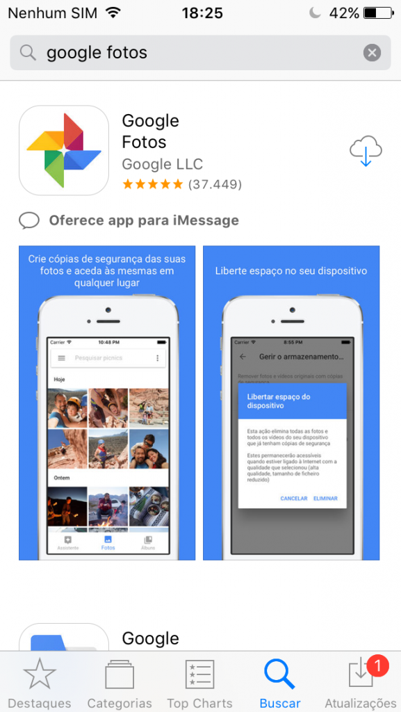 print app store google fotos